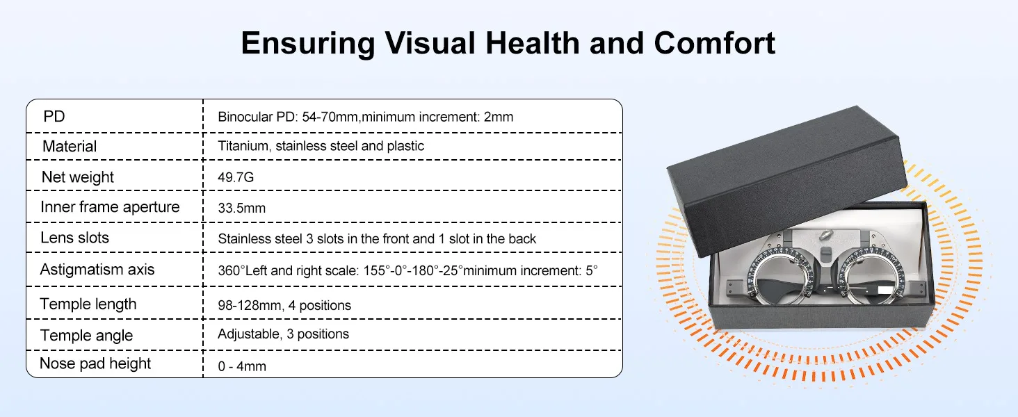 High Quality Wholesale Ophthalmic Trial Lens Frame with Titanium Metal Material for Optical Optometry