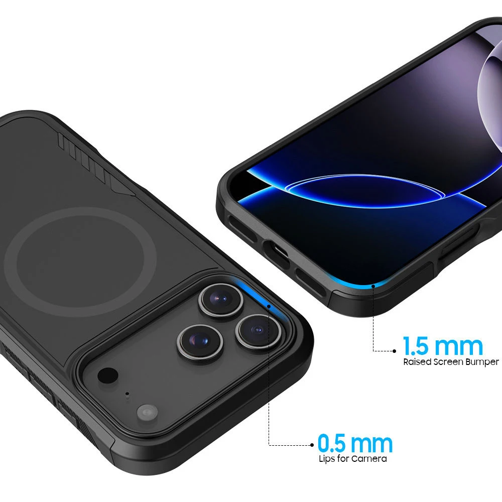 product laudtec 2 in 1 tpu pc shockproof mobile phone case strong magnetic custom logo oem for iphone air 17 15 pro max 17e sjk1117-3