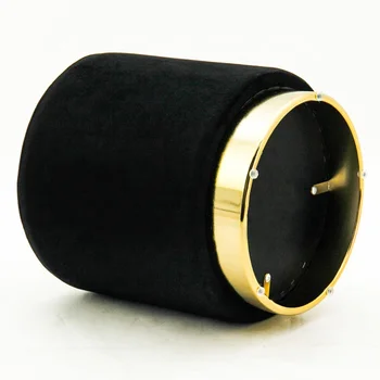 HStex Bedroom Velvet Round Golden Tufted Pouf Designer Ottoman with Gold Base Wholesale Dressing Room Stool