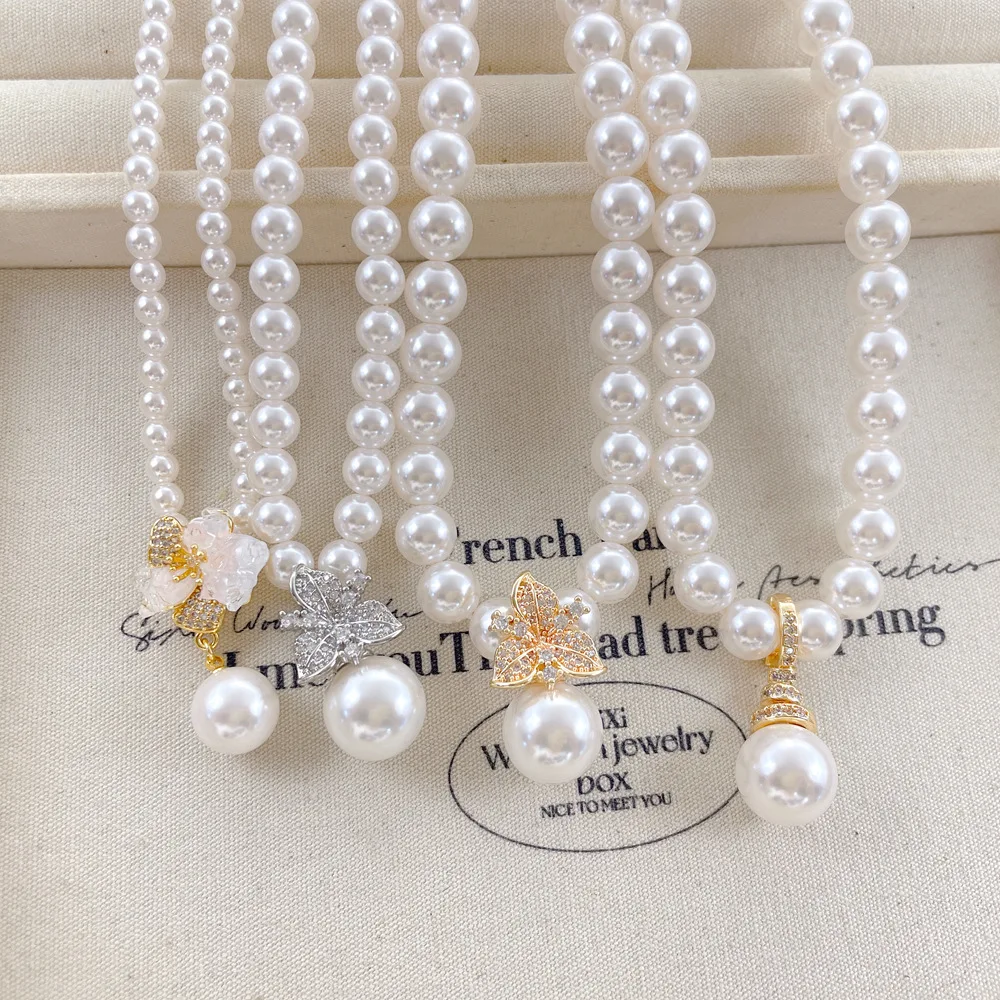 High-Grade Elegant Flower Pendant Fashion Beaded Necklace Copper Zircon Niche Design Clavicle Chain Women's Clavicle Chain