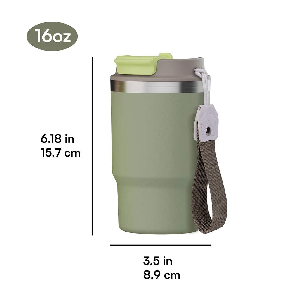 16oz 18/8 Stainless Steel Vacuum Insulated Coffee Mug 2 in 1 Lid With Rope  Silk/ Laser/ Digital and so on