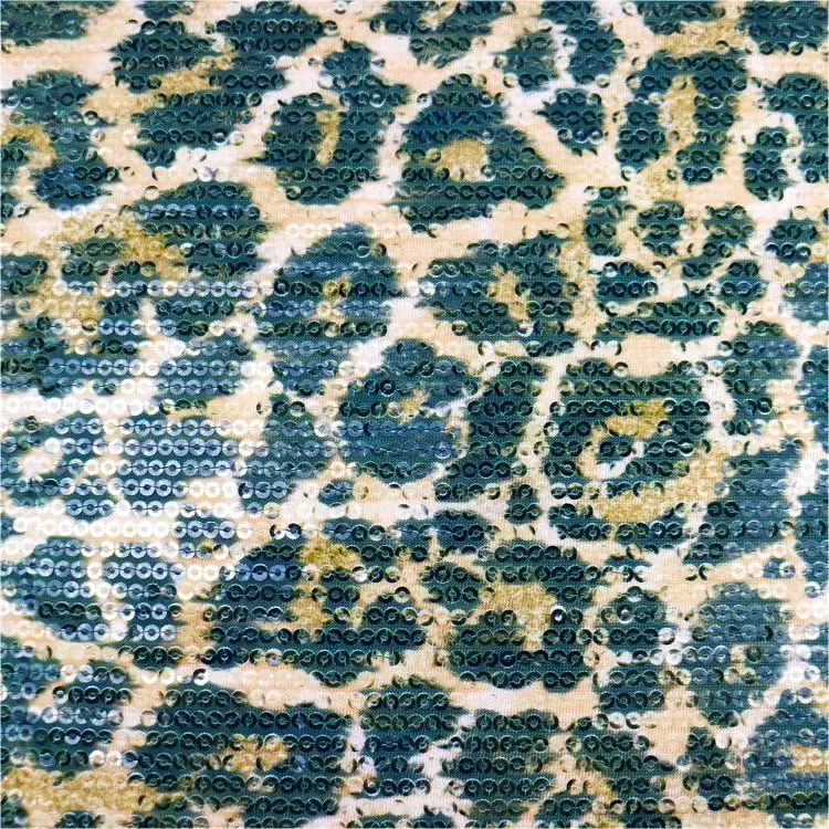 Sequin Polyester Spandex Digital Print Fabric for Wedding Evening Dress