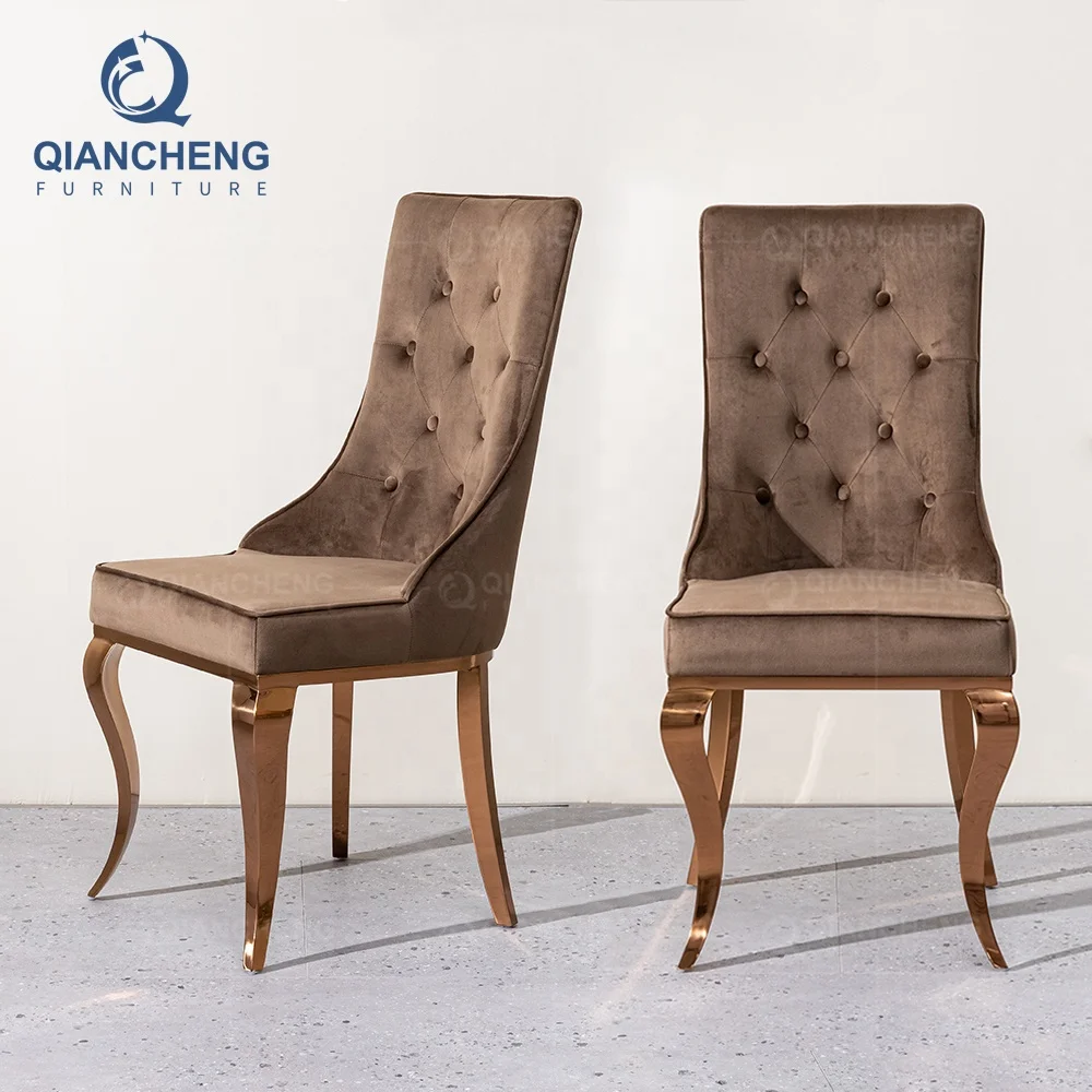 Modern Sliver Stainless Steel Legs Velvet Dining Chair Upscale Hotel