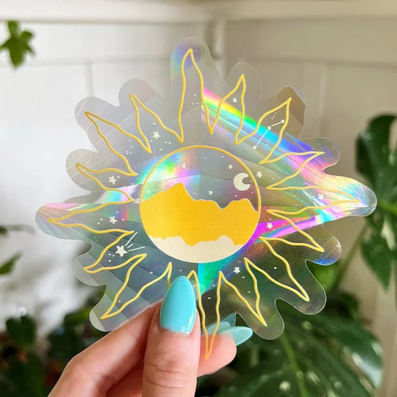 New Designs Sun Catcher Window Decal Stickers With Adhesive Custom Prism Rainbow Maker Suncatcher Sticker