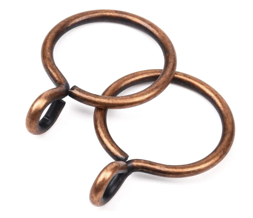 1.7 Metal Ring for Curtain Hook Pins 14Pcs-Antique Brass Curtain Rings with Eyelet 
