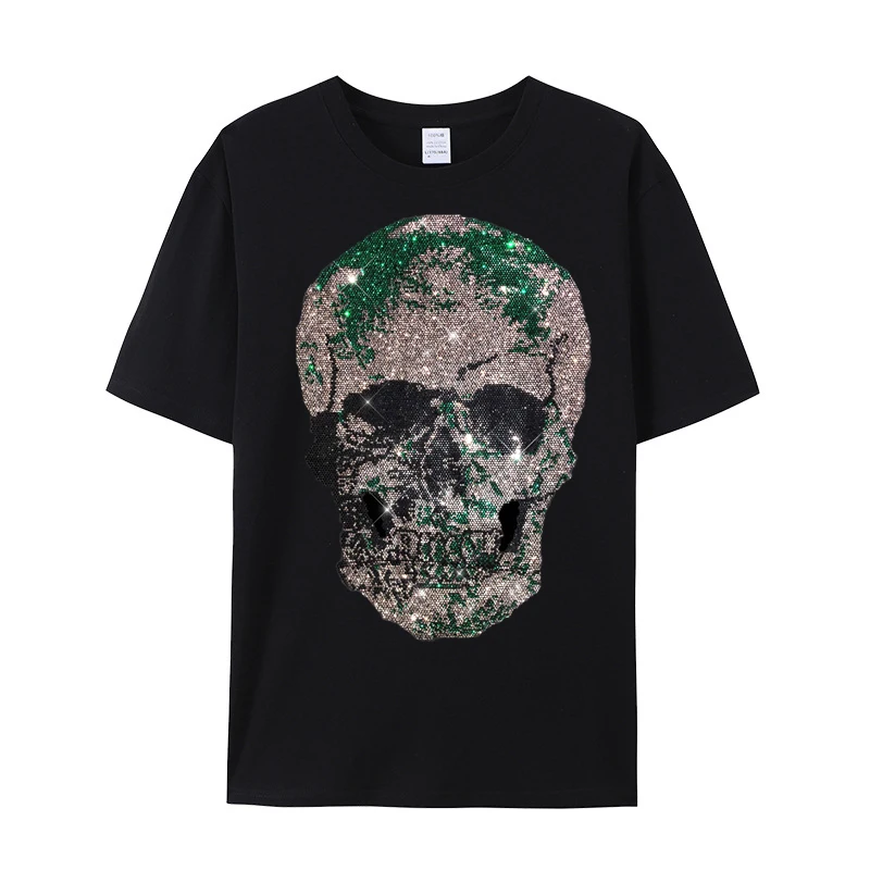 Free sample Fashion Crystal Skull Rhinestone Pattern Sparkle Rhinestone Heat Transfer Designs