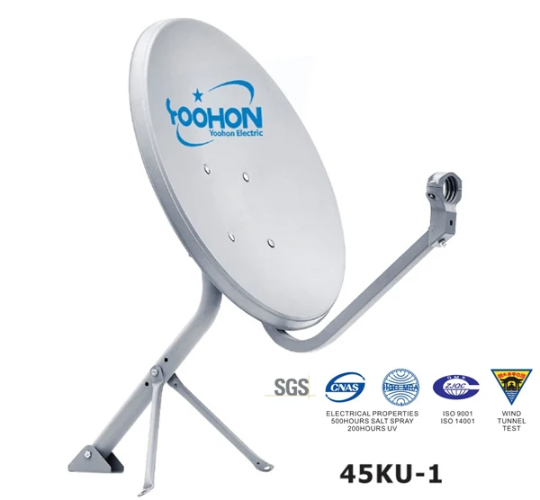 Universal KU Band 45cm Outdoor Satellite Dish Antenna with Steel Plate Construction Wall or Ground Mount