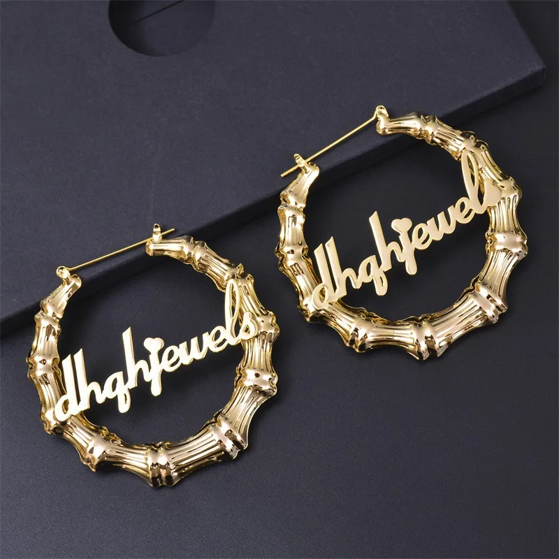 Bamboo Hoop 80mm Gold Hoop Earrings Shop Our New Arrival 9cm - Main Image