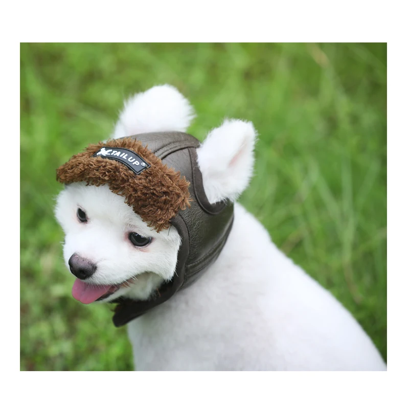 Dog Aviator Hat Cap Warm Brown Solid PU Leather Nylon XXL Size 50 Sustainable Orange Black Pink for Small Pet Summer Winter