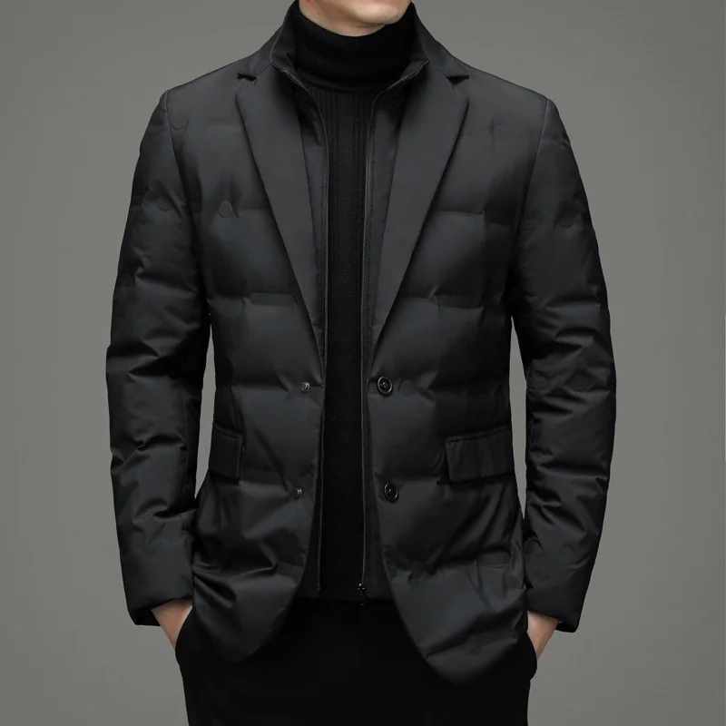 Top Grade Man Jacket 2024 New Arrival Men Business Casual Classic Suit Collar 90% Gery Duck Down Coat Keep Warm Parkas_voghion.com