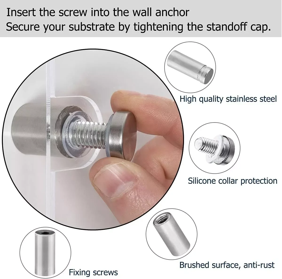 Hot Selling Product Stainless Steel Glass Standoff Mounts Advertising Sign Standoff Screw Fixed screws supplier