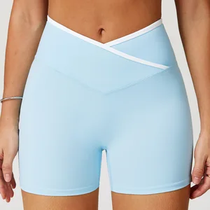 TOPKO Women's Cross-shaped High-waist Yoga Shorts, Tight and Nude Hip-lifting Sports Shorts, with Fitness Pants Worn Over Them