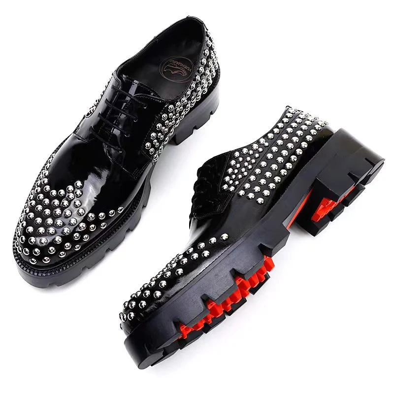 Luxury Shoes Men's Shoes Red Sole Shoes Leather Rivet Men And