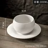 Taza y Platillo Ovalados sin Asa, Blanco Mate, 280ml