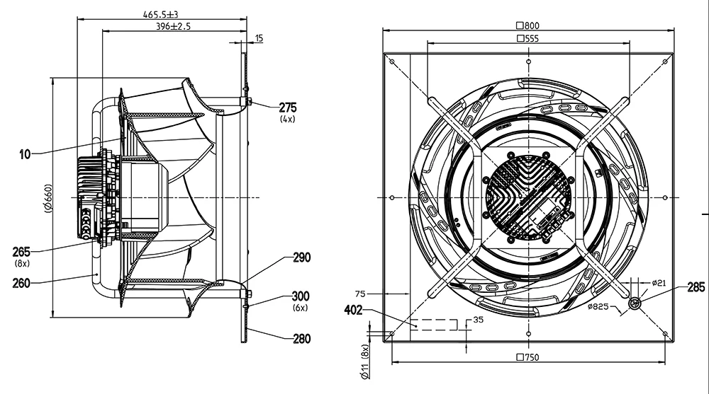 Centrifugal Fan, K3G630-RB32-71/F02, 630mm, HVAC, IP55 - detail 4