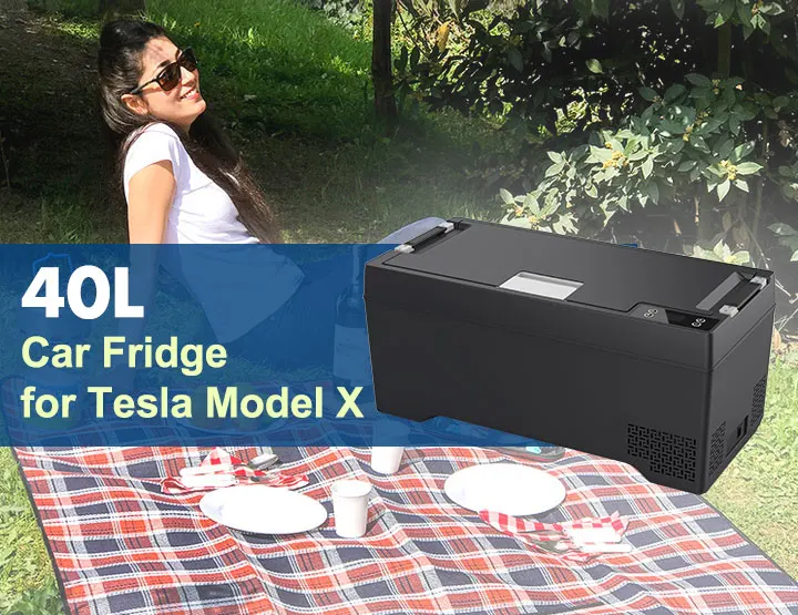 Tesla Model X 用 12V ポータブル冷蔵庫 - 40L, 冷凍/冷蔵モード対応