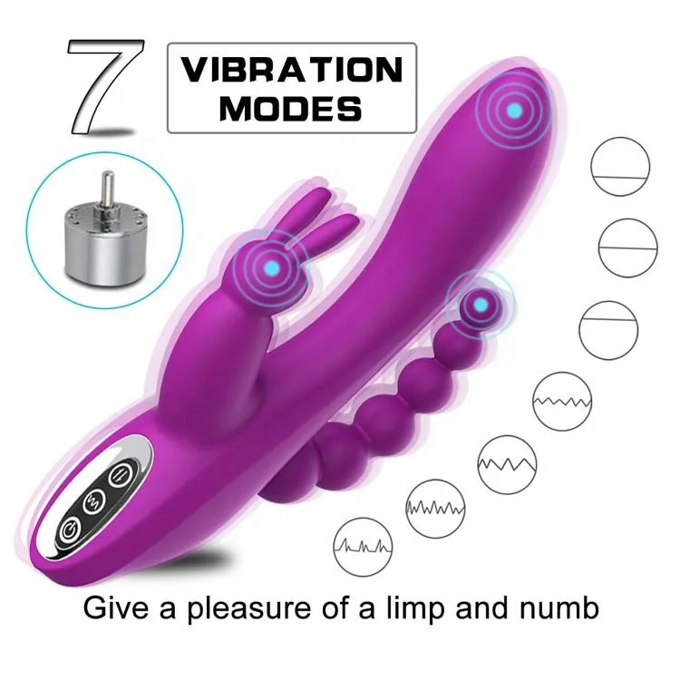 2024 Best Selling Adult Sex Toy 3 in 1 Rabbit Vibrator 7 Vibration Massager  Adult Sex Toy for Women and Couple
