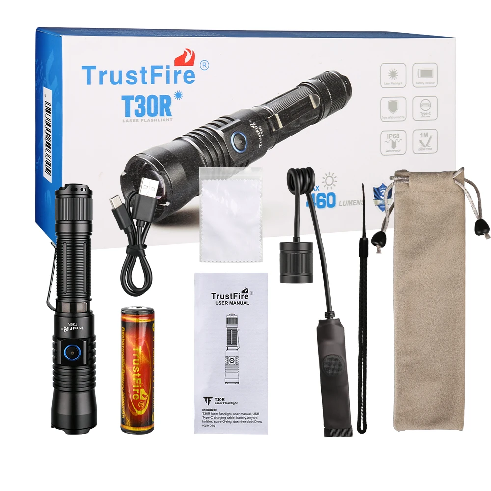 TrustFire T30R LEP 460LM ホワイトレーザービーズ搭載 充電式LED