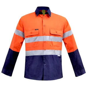 Hi Vis Shirt Full Cotton Long Sleeve Safety Reflective Shirt Welding Engineering Industrial Mining Workwear Work Wear Uniform