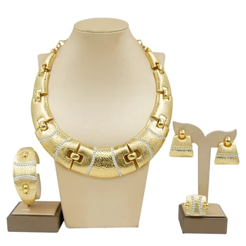 Yulaili Pakistan man favorite cheap costume jewelry sets Italian Gold Plated 24k African Big Jewelry Sets for Women wedding