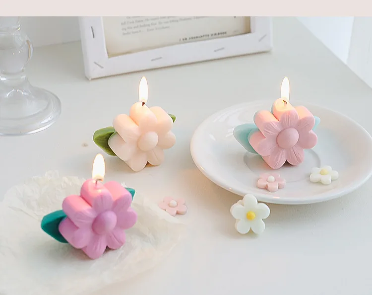 Handmade Little Flower Shaped Scented Candles Ins Style Flowers Shape