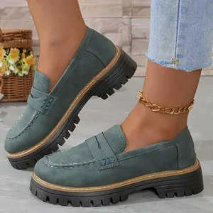 2026 British Style Women's Spring Shoes Height Increasing Waterproof Anti Slip Lightweight Comfortable Wear-resistant Thick Sole