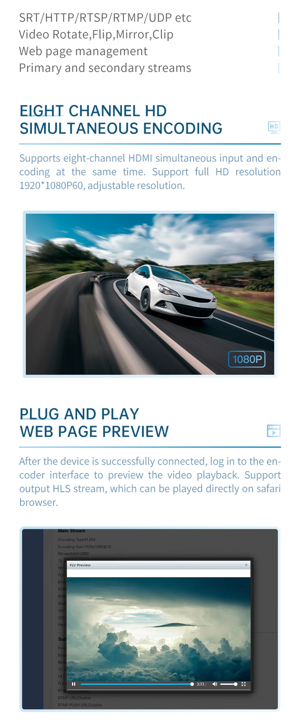 Unisheen 8 In 1 H.265 H.264 Hdmi To Ip Video Encoder 8 Channels Live ...