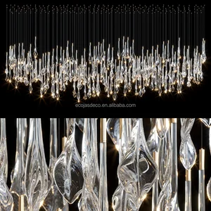 Ecojas Showroom Wholesale Glass Luxury Modern Hotel Lobby Villa Decoration Pendant Light Led Crystal Chandeliers