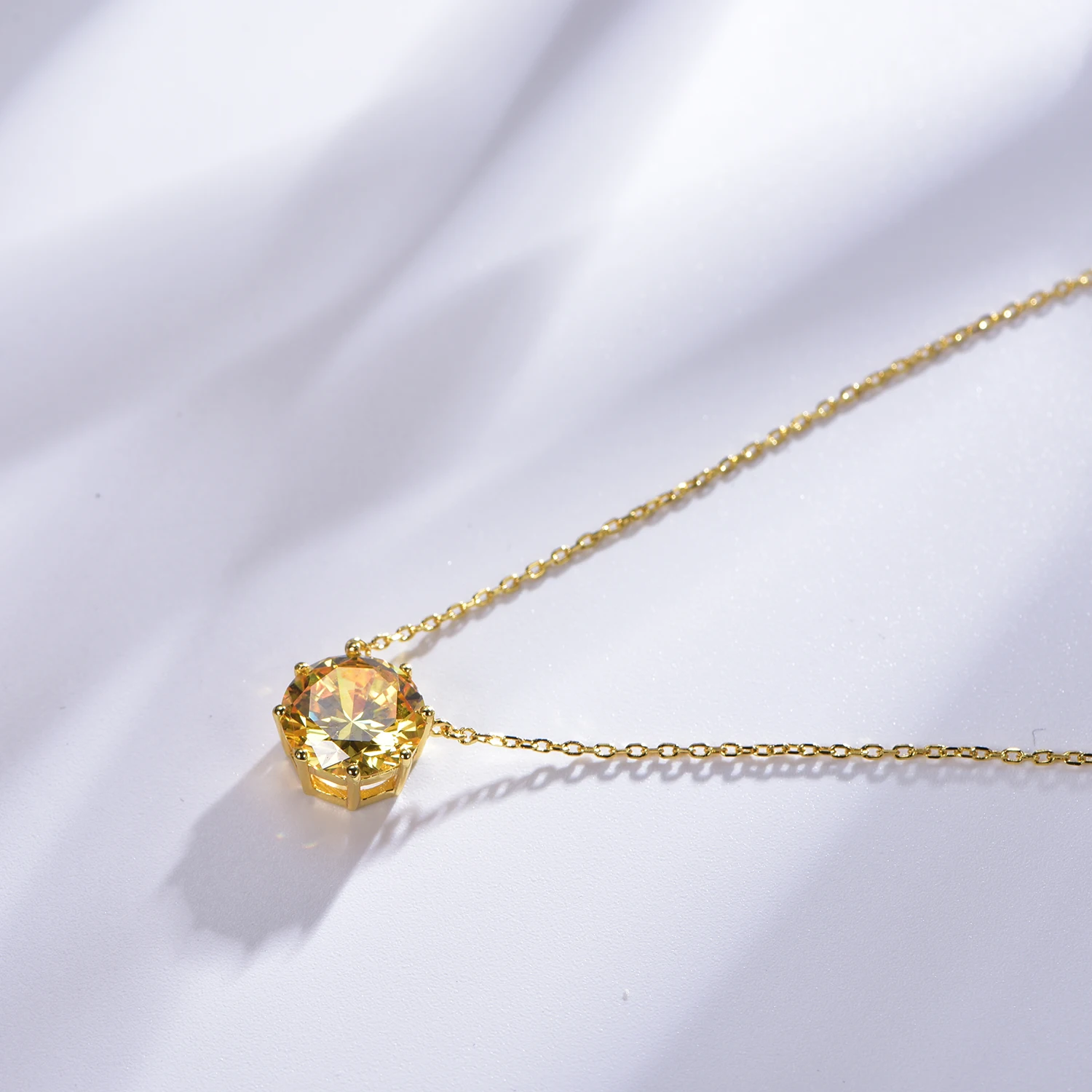 collar de oro canary yellow stone 18k gold Plating chain necklace AAA cz yellow diamond necklace 18k gold Plating necklace