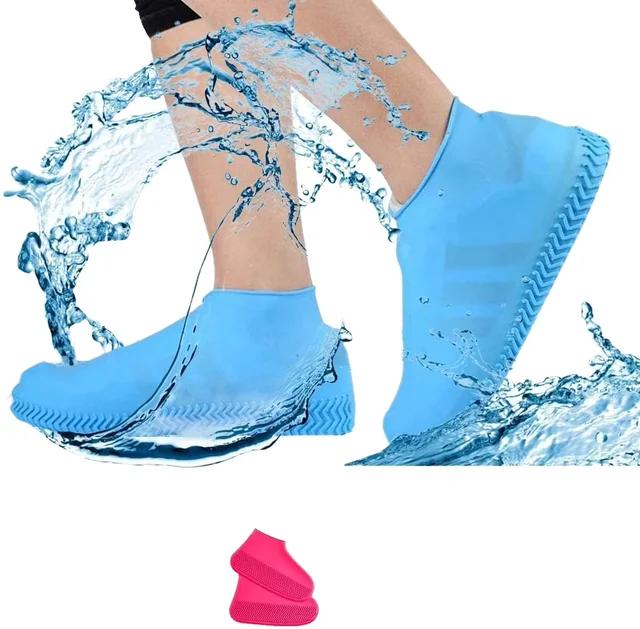 Men's Non-Slip Silicone Rain Boot Cover Waterproof Shoes Protector Shoes Plastic Automatic Covering with Shoe Covers logo