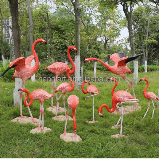Large Outdoor Garden Park Decoration Ornament Artificial Realistic Life Size Flamingo Sculptures Animal Model Flamingo Statues