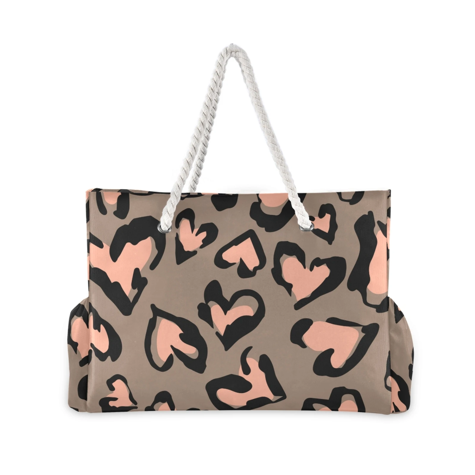 Shoulder Bag Animal Print Leopard Couple Large Handbag Tote Beach Bags for Women 