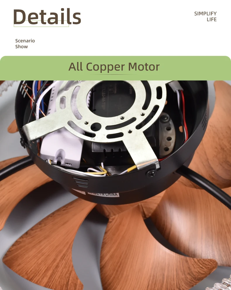 Aier Modern Ceiling Fan With Light Wood Acrylic Abs Fan All Copper