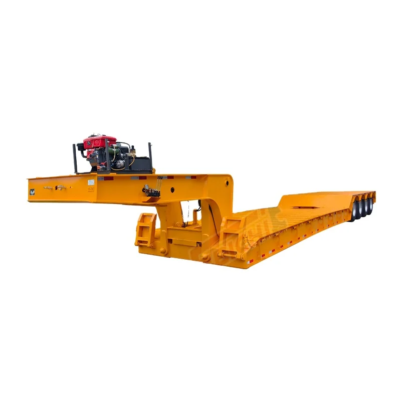 FEICHI 4 Axles 100 Tons Removable Gooseneck Zipper Link Lowbed Semi Trailer Low Flatbed Semi Trailer Export to Saudi Arabia