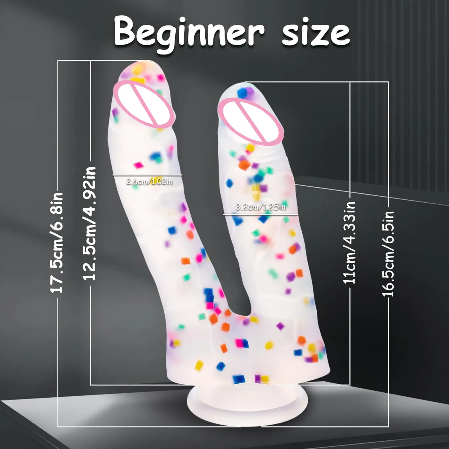 Double Headed G-Spot Anal Dildo for Beginner,Soft Silicone with Suction Cup  Cup,Fantasy Colorful Dildos Adult Sex Toy for Women