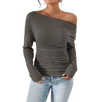 Best Quality Fitted Off-Shoulder Tops Women's Cotton Slim T-Shirt For Summer Wear