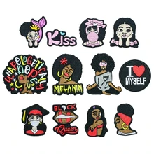 Iron On African Patches Custom Pink And Green Afro Girl American Black Nurse Embroidery Sorority Patches