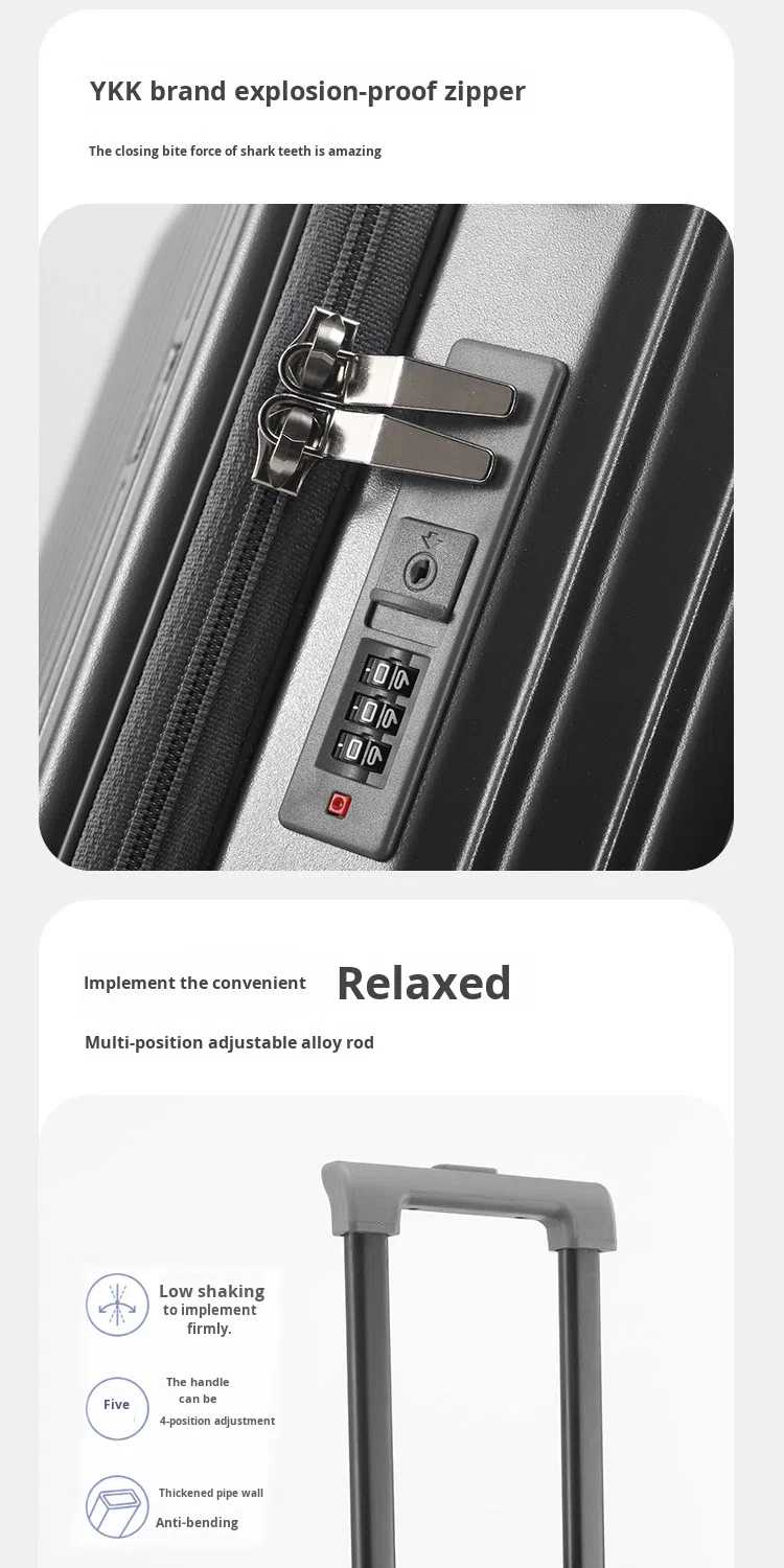 30 Inch PC Zipper Side Opening Luggage Large Capacity Expandable Rolling Suitcase Carry-on Travel Case 5 Wheels details