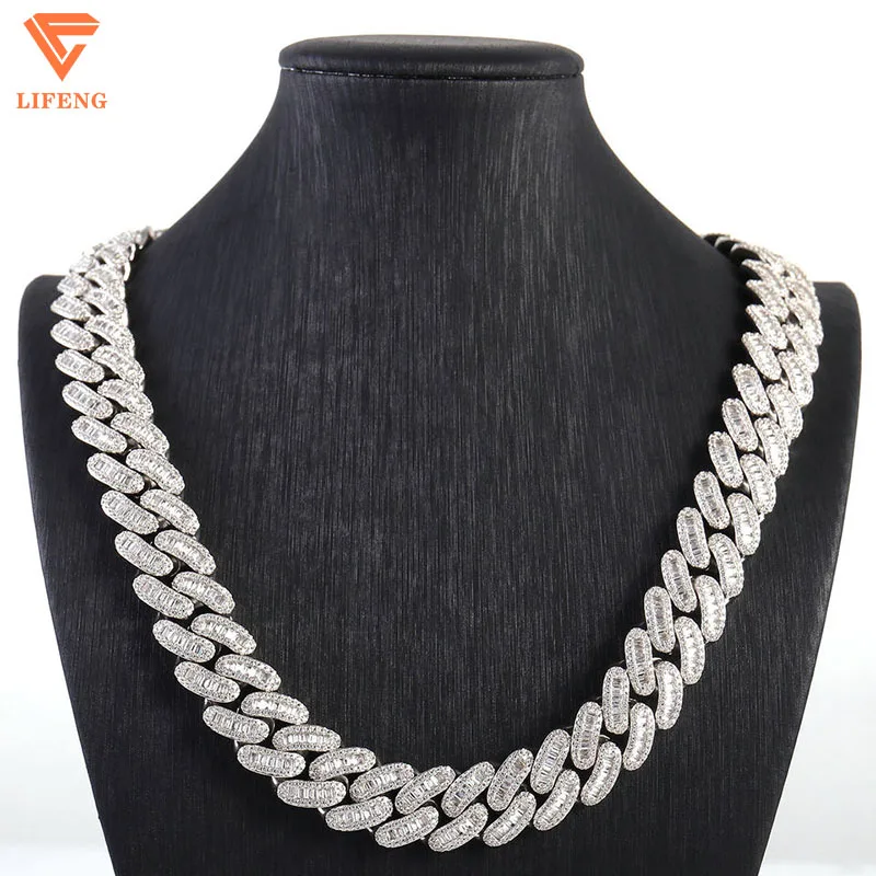 New Process Cuban Necklace 925 Silver Ice Out Mossinate Diamond Cuban Chain Stylish Men's Necklaces 222074
