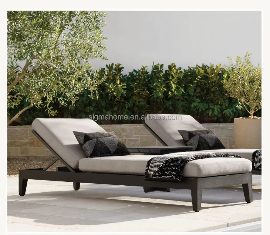 Aluminum Outdoor Furniture Patio Garden Sofa Outdoor Sunbed Single Chaise Lounge