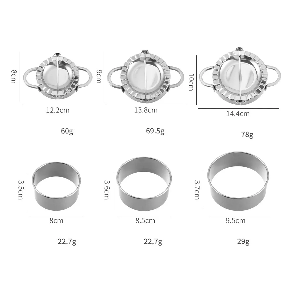 Customized Stainless Steel Dumpling Maker Set Manual Dumpling Wrappers Mold Three Size Dumplings Press
