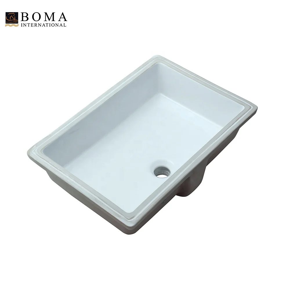 Cupc Hot Sale White Rectangular Undermount Ceramic Sink Bathroom