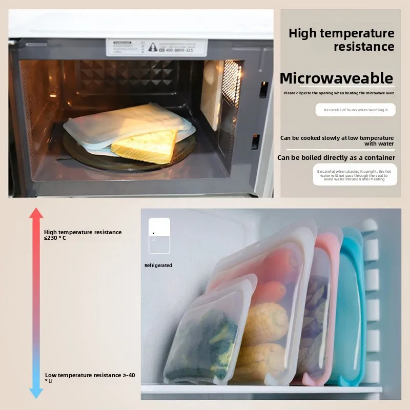 Modern Design Food Grade Silicone Storage Bag Sealed Fresh-keeping for Fruits Vegetables Foods in Kitchen Refrigerator details