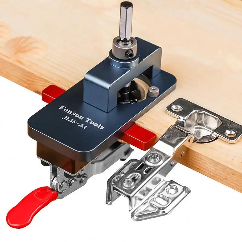 W-134 Adjustable Hinge Boring Jig Concealed Hinge Drilling Guide Jig  Aluminum Alloy Hinge Hole Opener Template Puncher Locator
