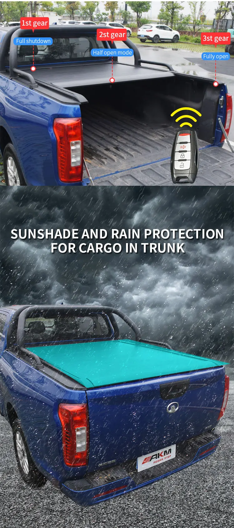 Waterproof Aluminum Alloy Phone App Remote Control Roller Shutter Bed Cover for GWM Poer Great Wall PAO Tonneau Cover details