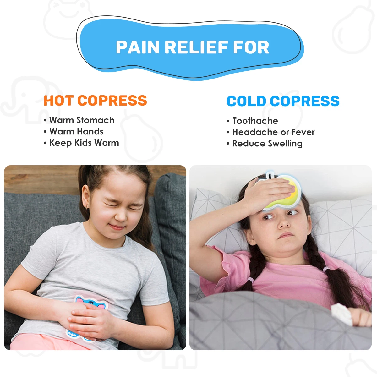 New Design Cartoon Gel Ice Packs Kids Mini Cold Compression Pain Relief Hot & Cold Packs