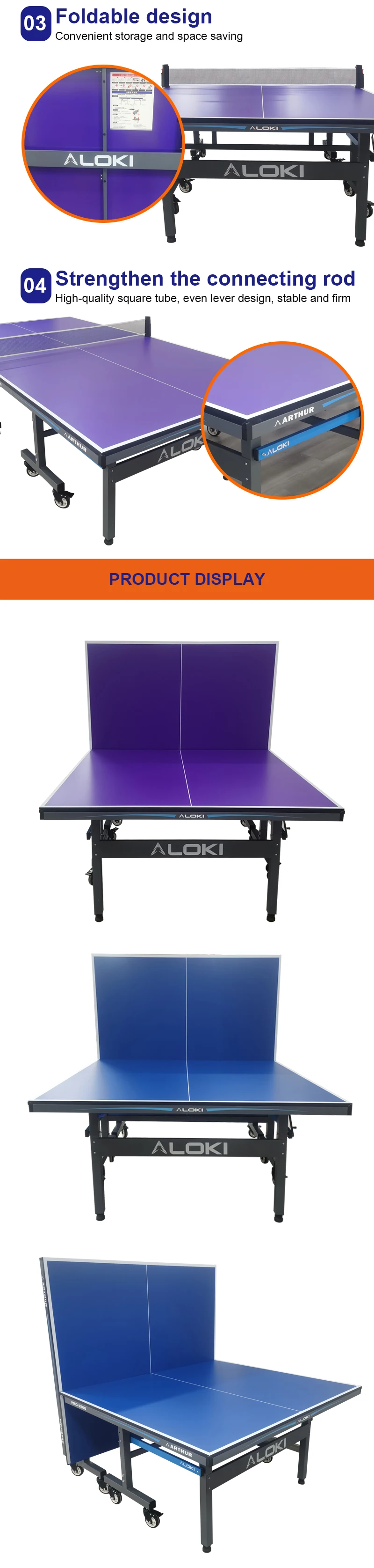 Loki Indoor Foldable Ping Pong Table 2500mm Thick Mdf Table Tennis