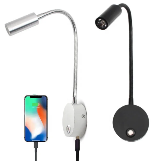 DC 12-24V White LED RV Reading Lamp USB Touch Dimming Flexible Gooseneck  for Boat Camper Trailer Motorhome Interior Lighting