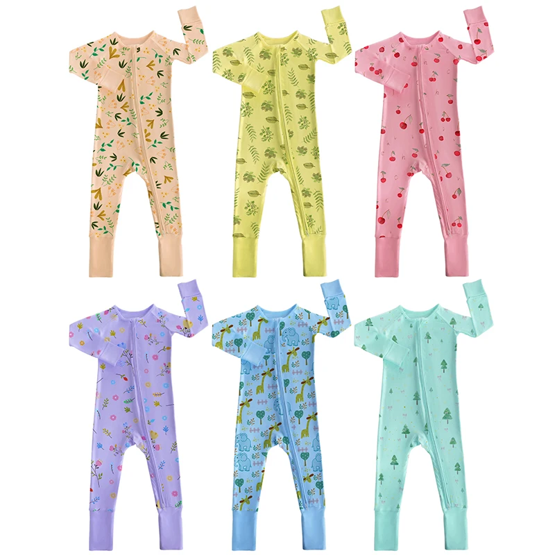 Soft Infant Clothes Custom Print Soft Zipper Organic Bamboo Viscose