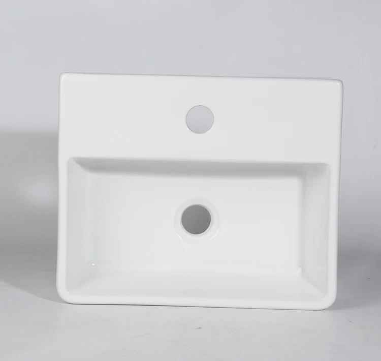 Chậu rửa hình chữ nhật vệ sinh bằng gốm sứ, chậu đặt trên bàn, chậu rửa tay nghệ thuật, chậu rửa để bàn, màu trắng, chậu rửa bằng sứ, lavabo
